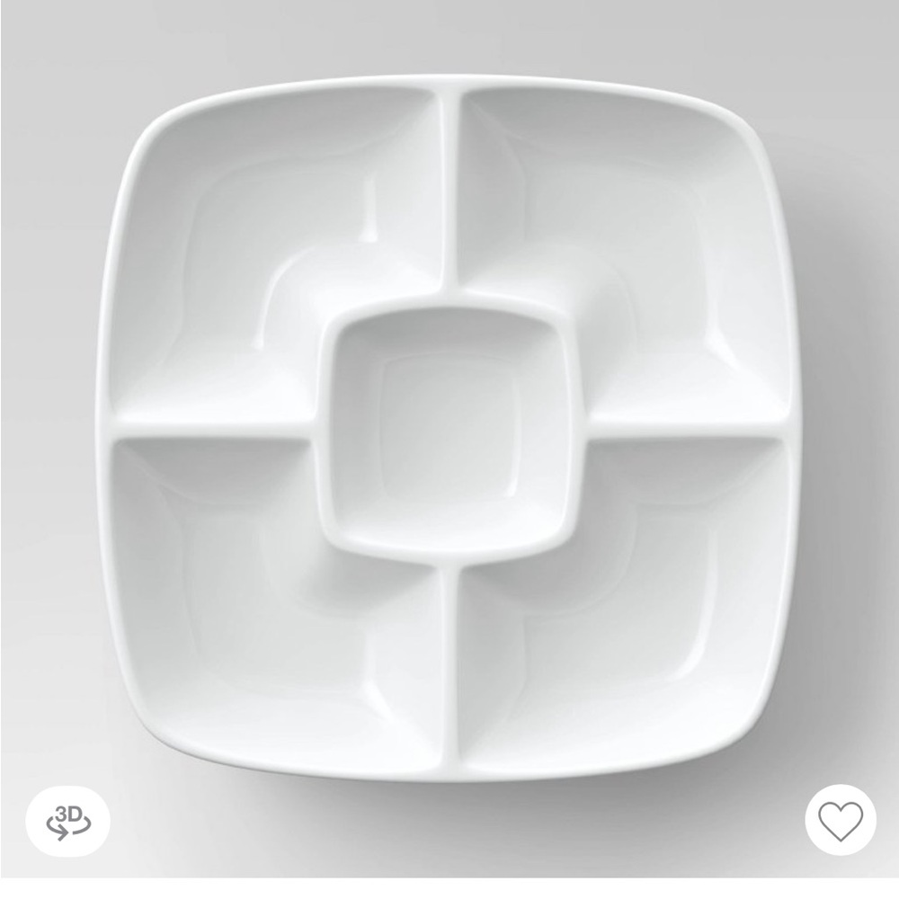 Square Porcelain Divided Serving Dish 12" White Threshold
